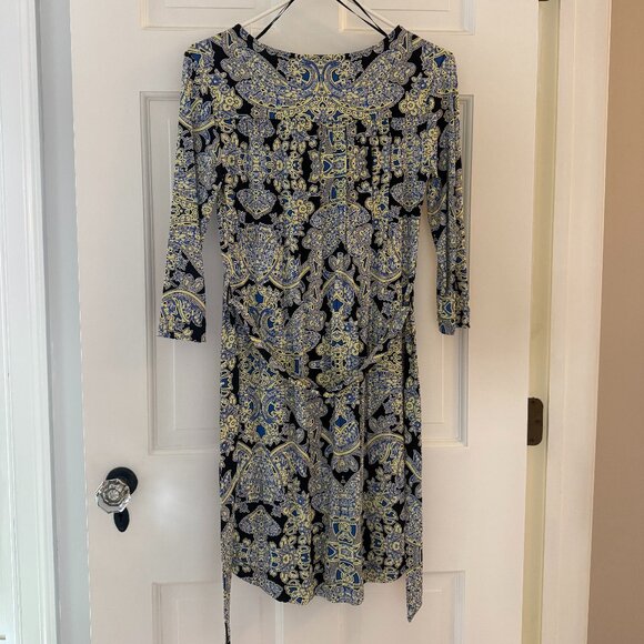 Cynthia Rowley floral print faux wrap dress with 3/4 sleeves - Picture 4 of 7